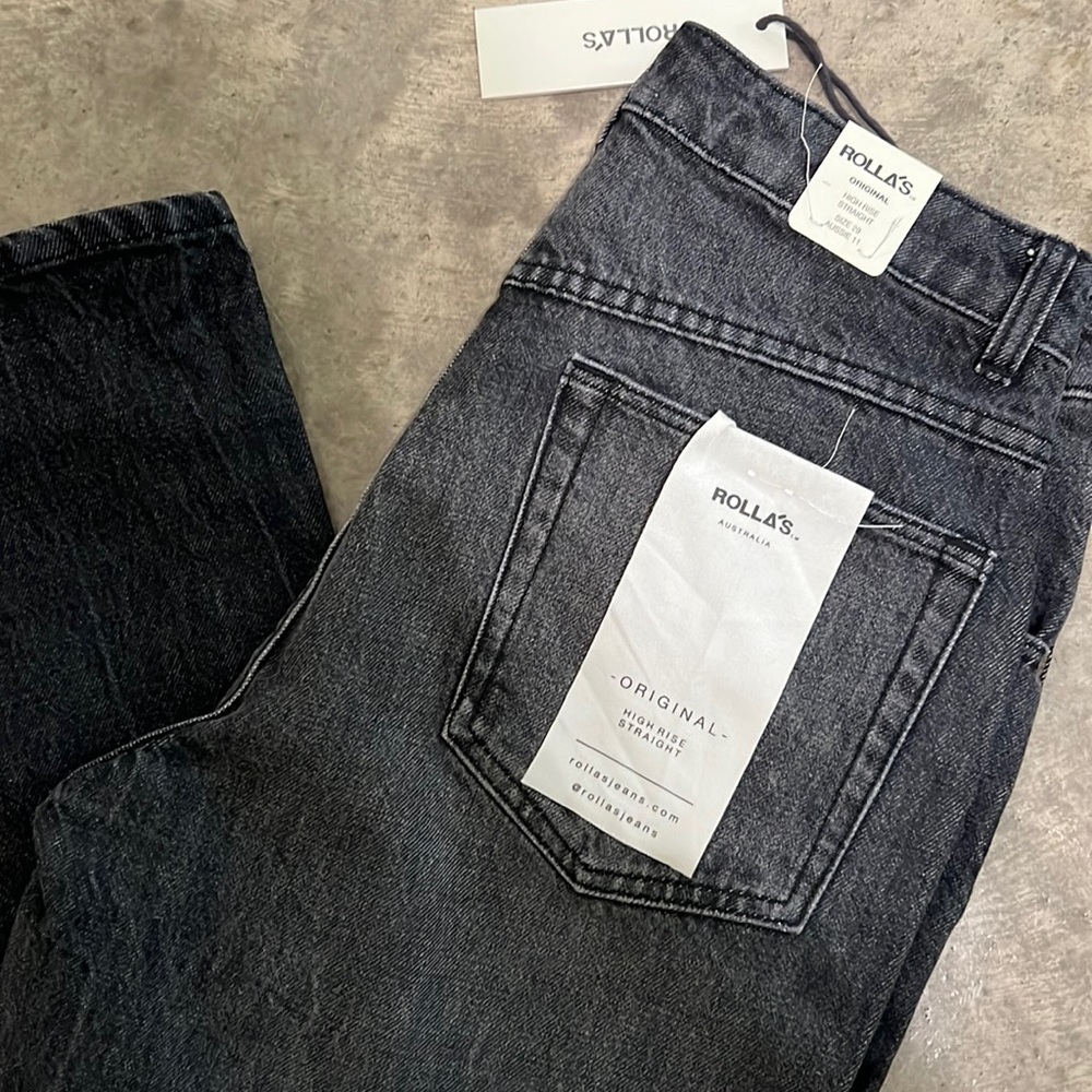 Rolla’s Original High Rise Straight Cropped Jeans Dark Storm sz 29